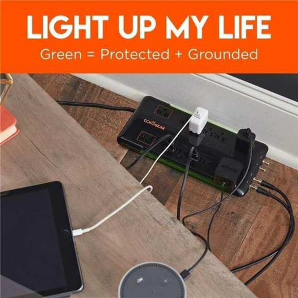 PowerPad 12 Outlet Surge Protector Power Strip with 3420J of Surge Protection - Picture 7 of 7